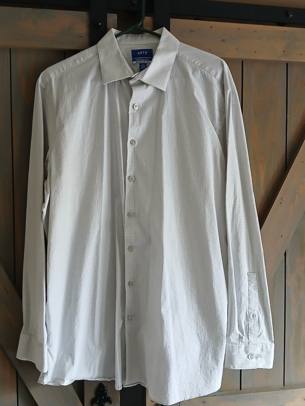Apt. 9 Men's Light Gray Micro-Check Dress Shirt